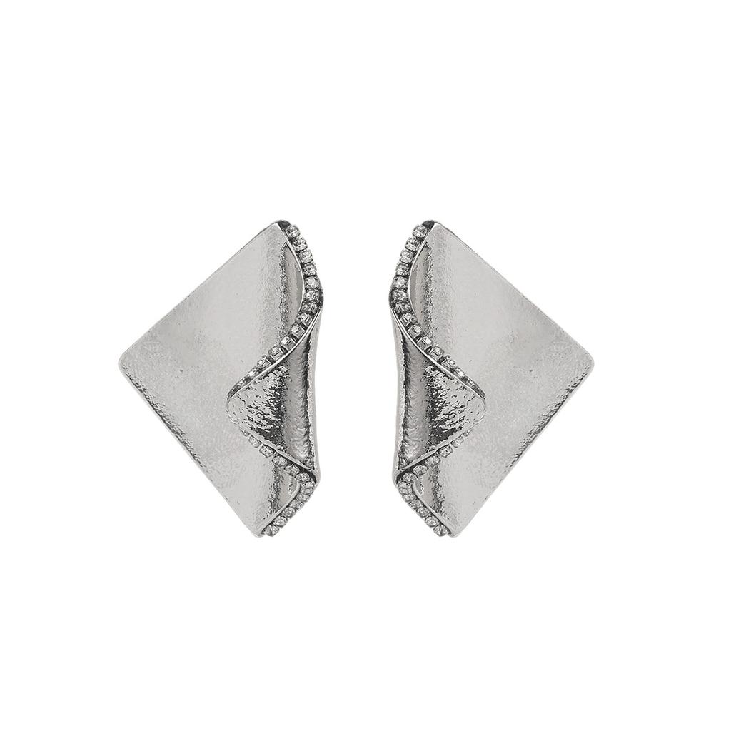Trendy Personality Daily Versatile Curved Surface Zircon Inlaid Earrings Luxury Minimalist High Grade Ear Jewelry For Women