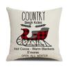 Red and Black Plaid Christmas Pillow Holiday Pillow Cover Linen Cartoon Print Holiday Cushion Cover