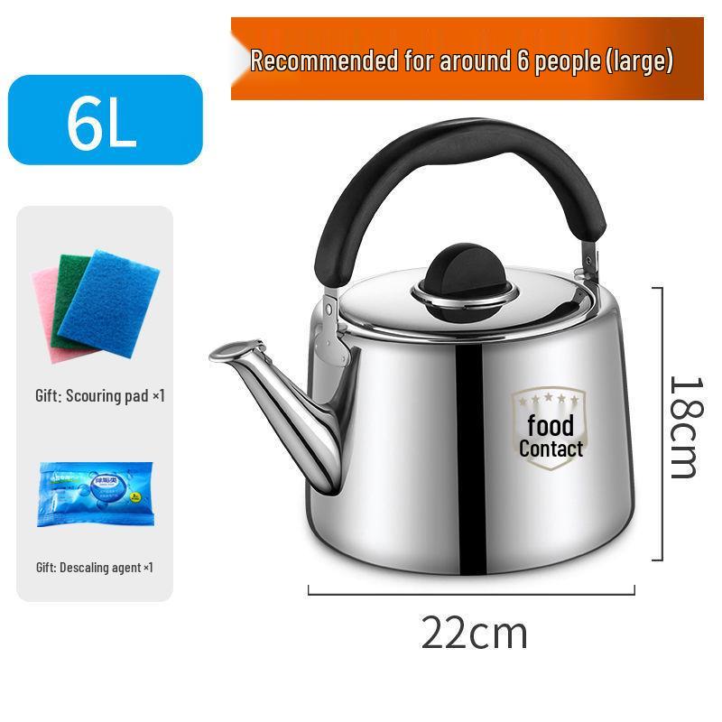 304 Stainless Steel Whistling Kettle for Gas & Induction, Large Capacity