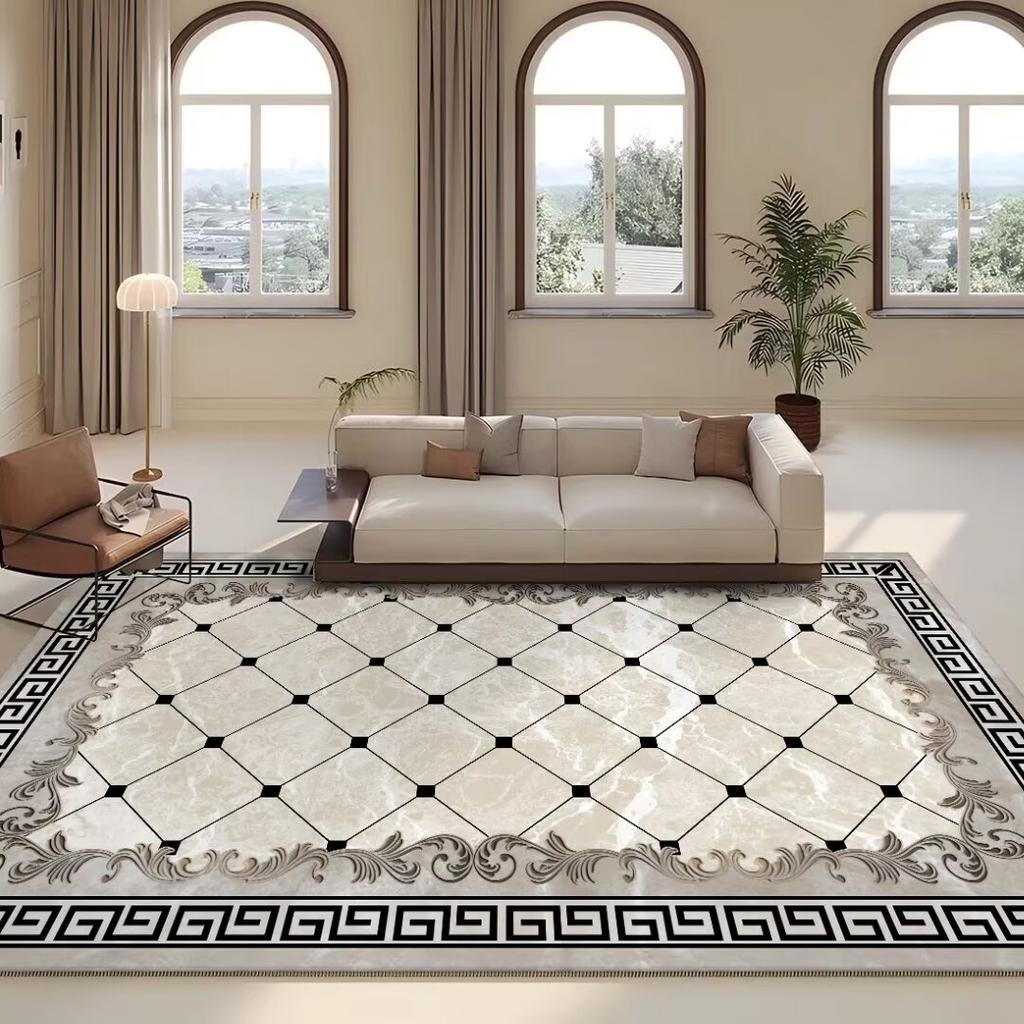 European Style Living Room Luxury Decoration Carpet Gold Sofa Chair Large Area Rug Customizable Easy To Clean Non Slip Mat