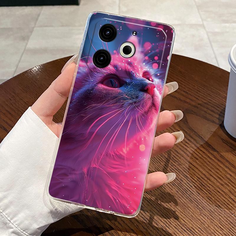 Jelly Casing For Tecno Pova 6 Neo 4G Clear Silicone Soft TPU Back Cover Cute Rabbit Cat Dinasaur Phone Case