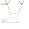 Men Lapel Pin Antler Decor Double Chains Anti-slip Dress-up Polished Suit Coat Collar Pin Coat Brooch Adult Clothes Hats Bags Jewelry