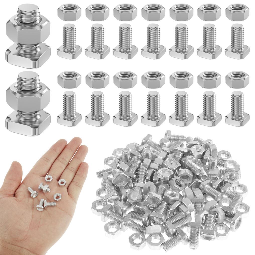 50/100 Stück Gewächshaus-Reparaturset Aluminiumschrauben und Muttern Werkzeug Praktisches Gewächshaus-Muttern-Schrauben-Set Durchgangslochschrauben für Zuhause