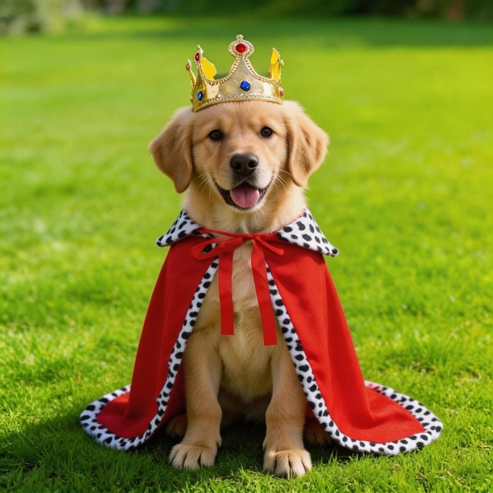 Funny Adjustable Dog King Cloak With Crown Cozy Pet Cosplay Cloak Velvet Trimmed Breathable Pet Costume Photo Pet