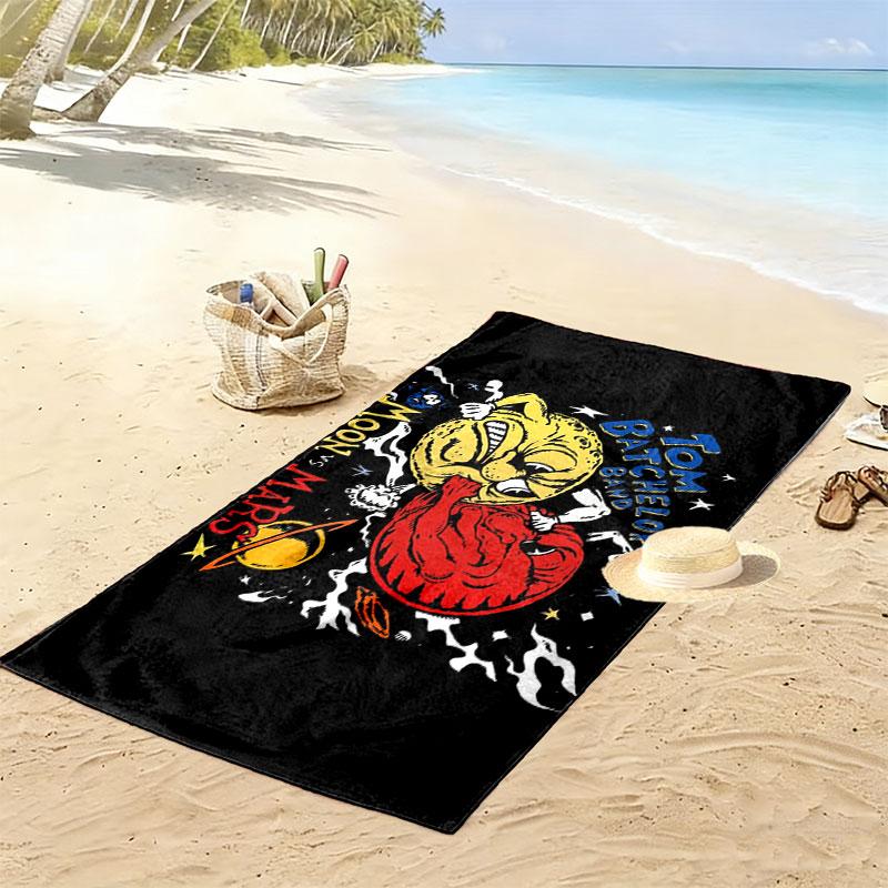 Moon Print Beach Towel, Large Soft Quick Dry Towel for Beach Camping Swimming