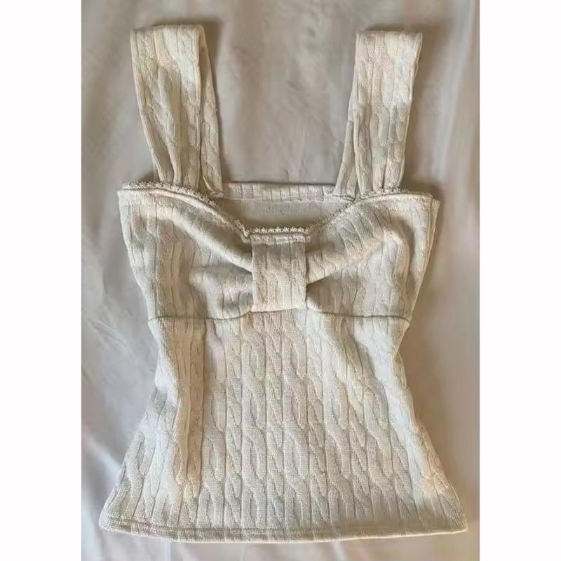 Canottiera Vintage più Carina con Bordi in Pizzo da Donna Estetica Vestibilità Aderente Gilet Retrò Y2k Cottage Crop Abbigliamento Coquette