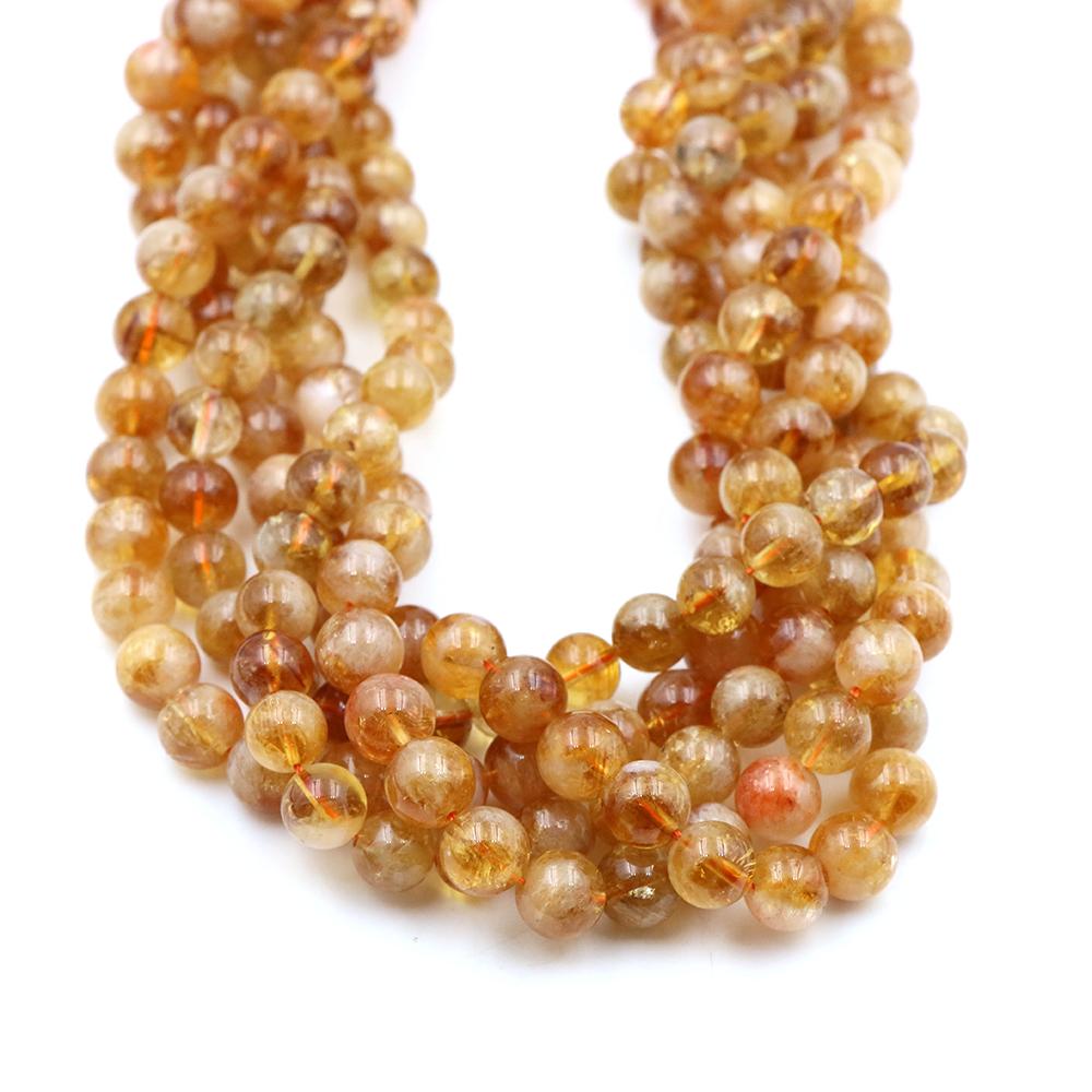 4/6/8/10/Mm Natural Stone Yellow Tower Crystal Round Loose Citrine Bead Crystal Stone Jewelry Making Diy Bracelet Necklace Gift