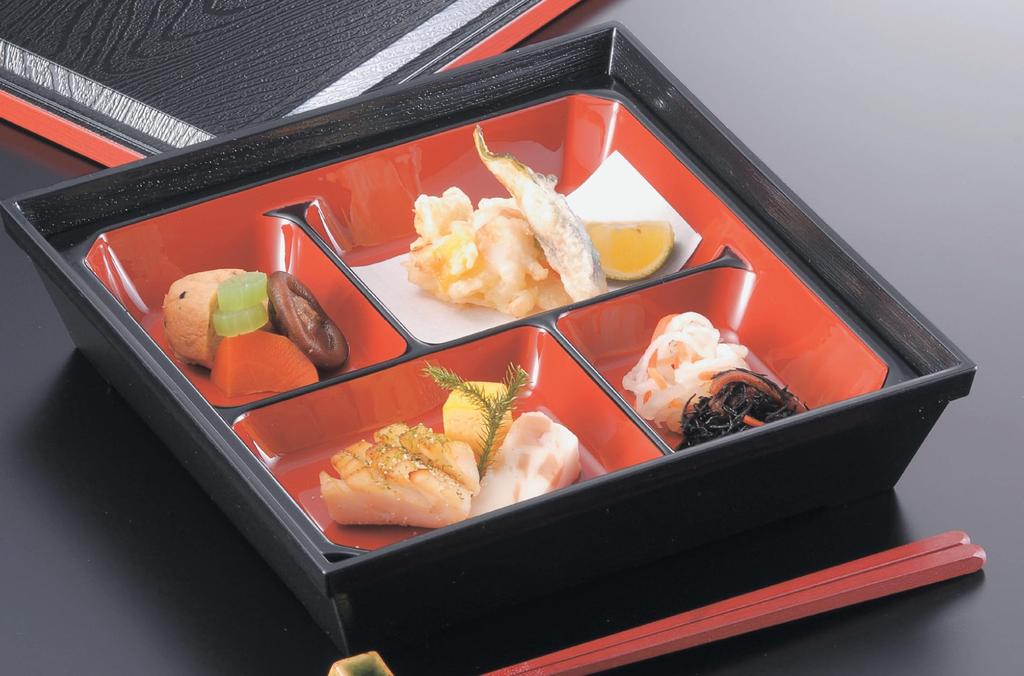 Wakaizumi ABS Shokado Bento Box Heat 4 Vermilion and Black Lacquerware, 7.5-inch Izumi-ju (Super Resistant, Compartments, Finish) C-3-44 C-3-47