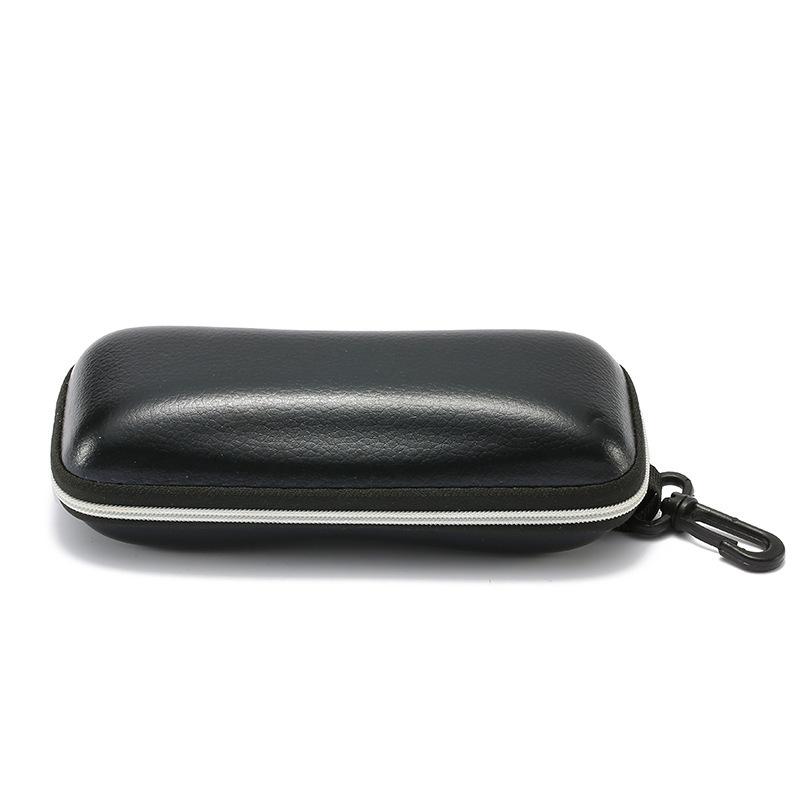 Fashion Artificial Glasses Case, Black Square Pressure-Resistant Button Zipper Box, Fixed Eye Protection Storage, Portable.