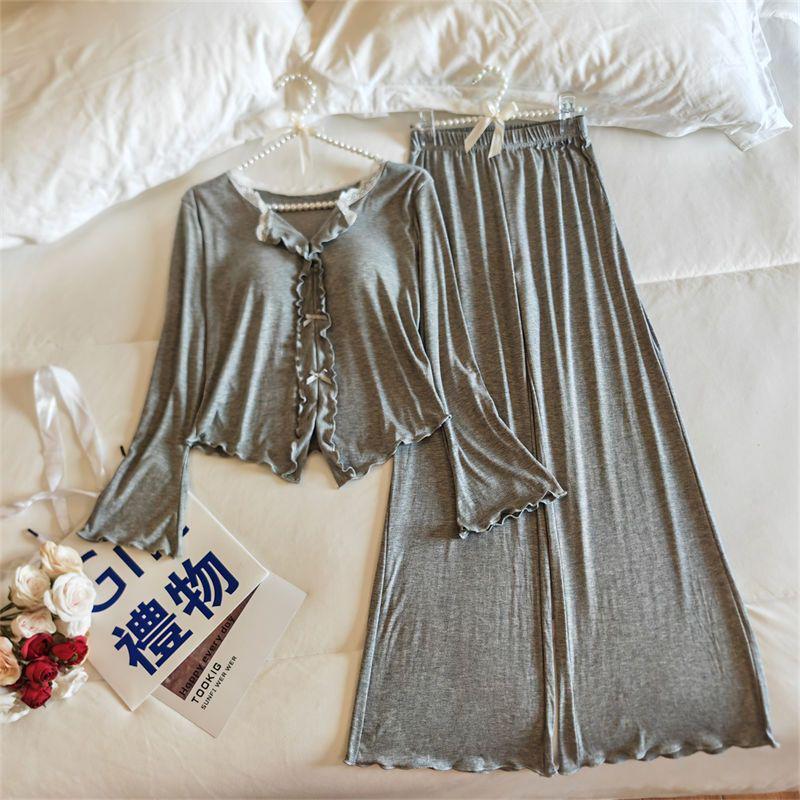 2025 Women's Modal Pajamas: Soft, Sexy Style with Chest Pads for Spring, Wearable Outdoors & Long Sleeves