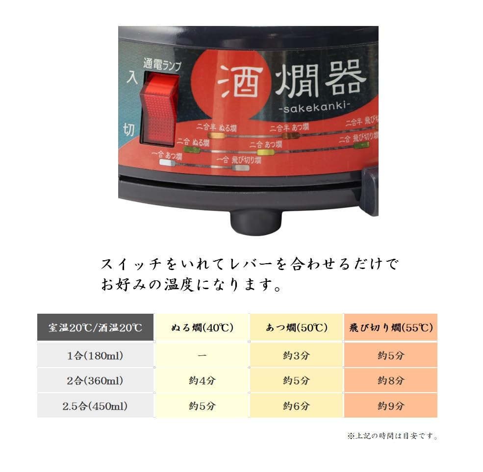 Maruyama Electric Sake Mino Made in White Warmer, 2.5-cup Capacity, DS-25(W), Ware, Japan,