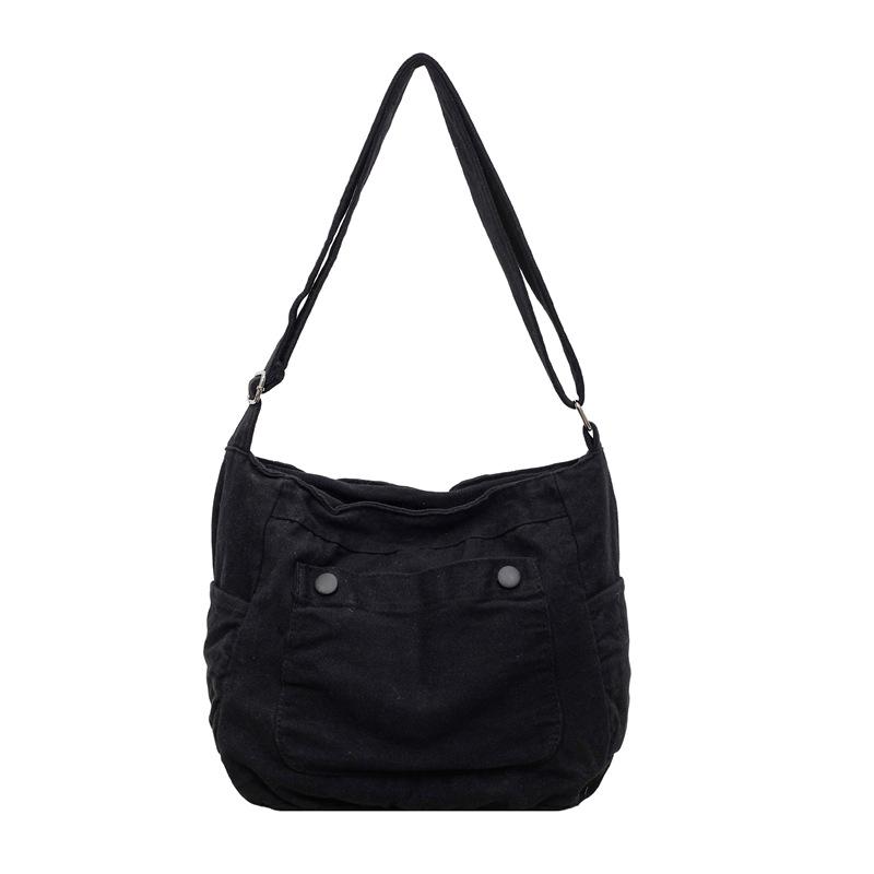 

Japanese Retro Canvas Bag: Unisex Large Capacity Crossbody Messenger for Students чёрный
