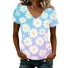 Women Casual V Neck Short Sleeve Floral Print T Shirt Lightweight Soft Fabric Comfortable Fit Summer Top