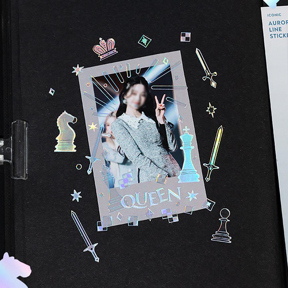 Aurora Line Laser Stickers DIY Photo Decoration Base Collage Materials Handbooks Stationery, Star Small Card Decoration