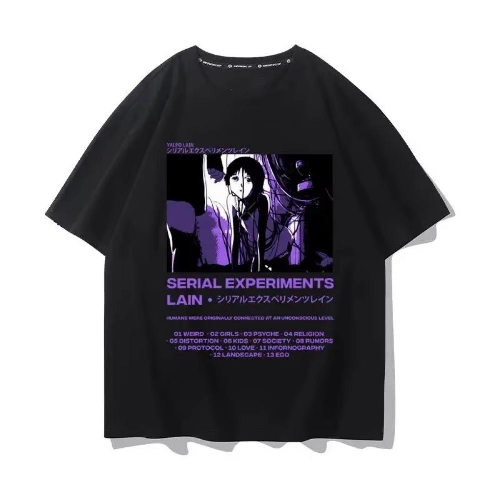 Tricou din bumbac din seria Experimental Lain Anime japonez Unisex Bărbați Femei Îmbrăcăminte de stradă y2k Top Manga cu personalitate Tricouri grafice