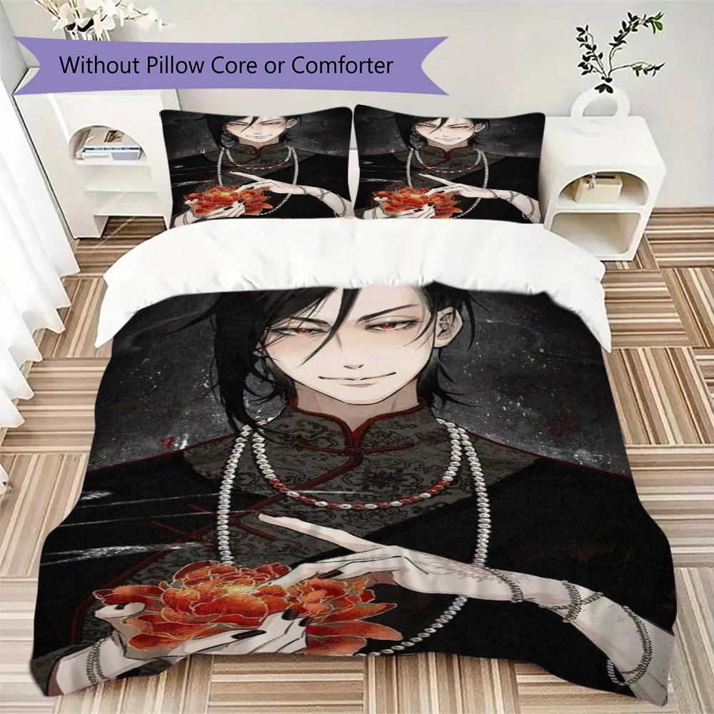 Set Copripiumino Trapuntato con Fantasia Black Butler Copripiumino Federa Decorazione per la Casa Regalo di Compleanno (1 * copripiumino + 2 * federe senza imbottitura)08