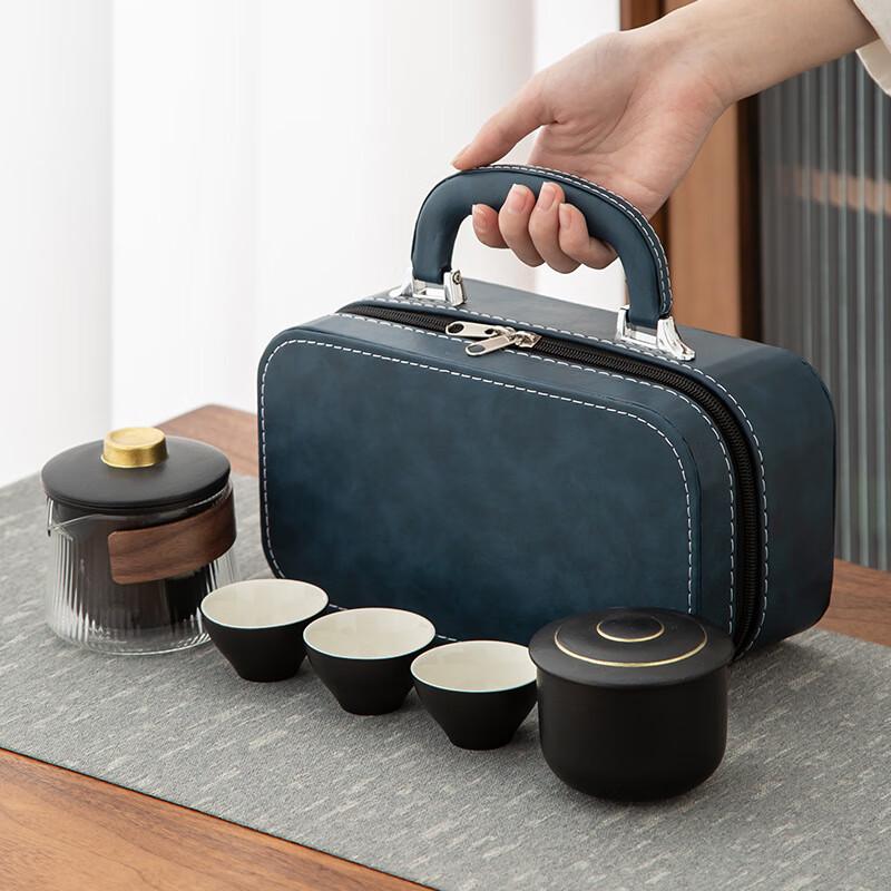 Black Pottery Travel Tea Set