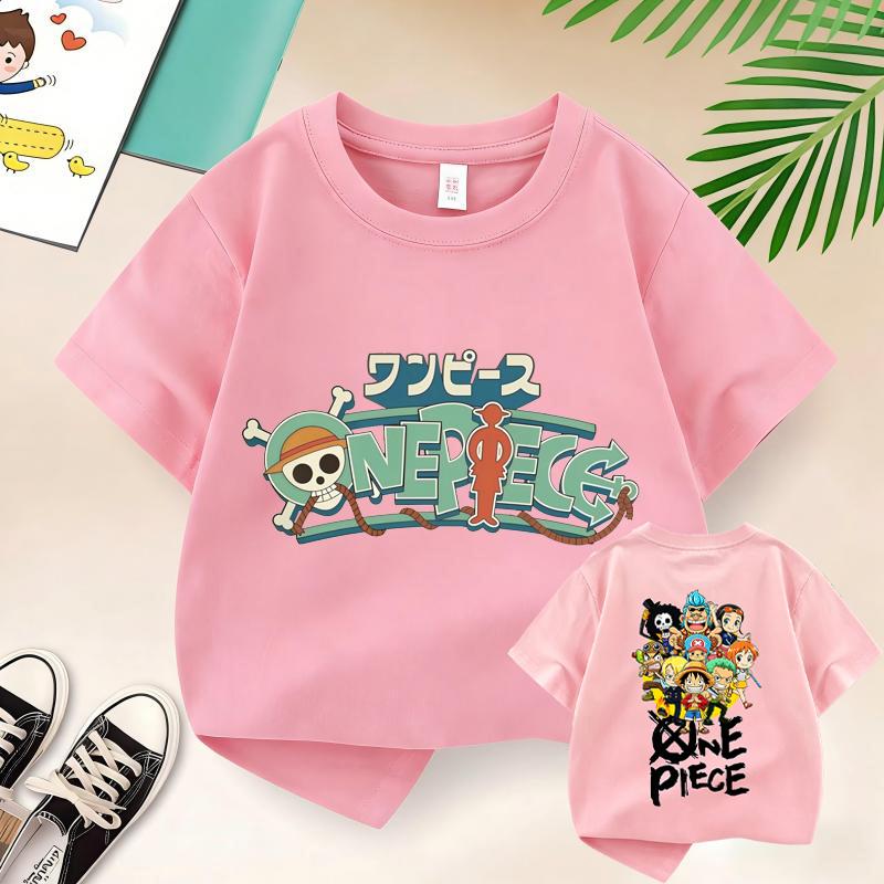 Summer Kids TShirt One Piece AnimeThemed Pure Cotton Printed Tee Cute Casual Style for BoysGirlsPerfect ForGiftingandTravel