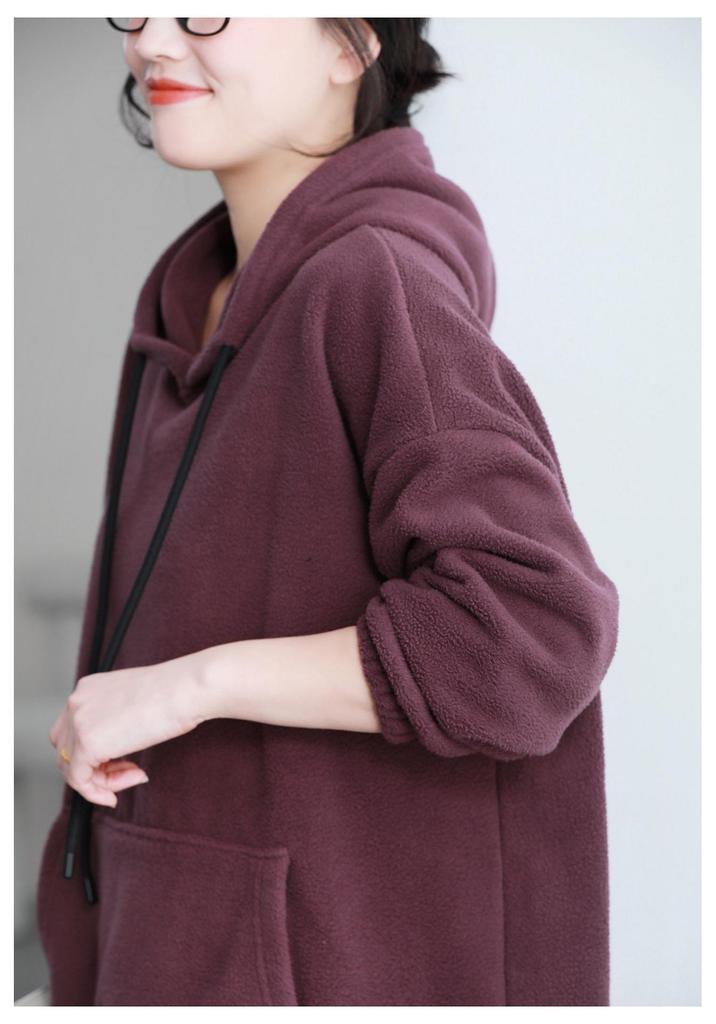Women's Double-Sided Fleece Hoodie - New Spring Style, Casual Loose Fit, Slimming, Thickened, and Warm.