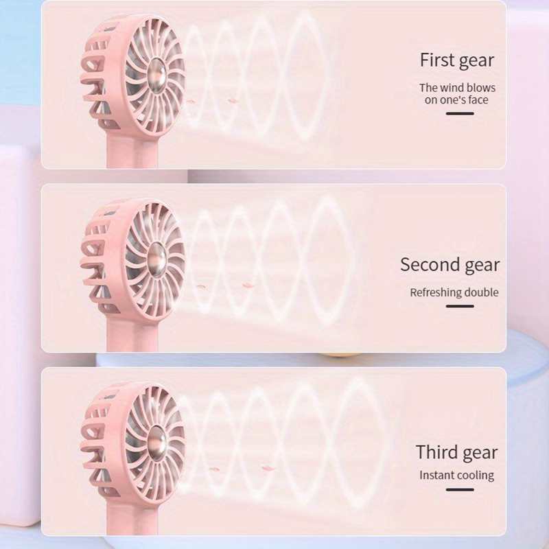 USB Rechargeable Mini Fan Portable Hand Fan Outdoor Air Cooler Table Fan Office Mute Charging Handheld Fan Ventilador