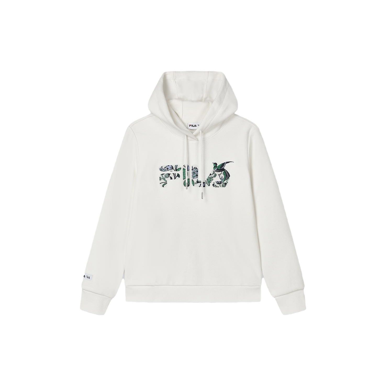 

FILA X V&A Morgan Series Floral Bird Logo Print Hooded Casual Sweatshirt Women sweatshirt Cloud-White F11W418201F-WT XL