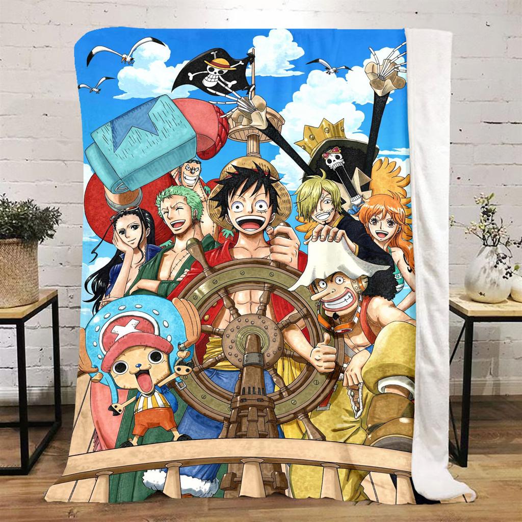 One Piece Luffy Print Blanket, High-quality Nap Blanket, Warm and Soft, Suitable for Sofas, Beds, Camping Trips, and Offices.