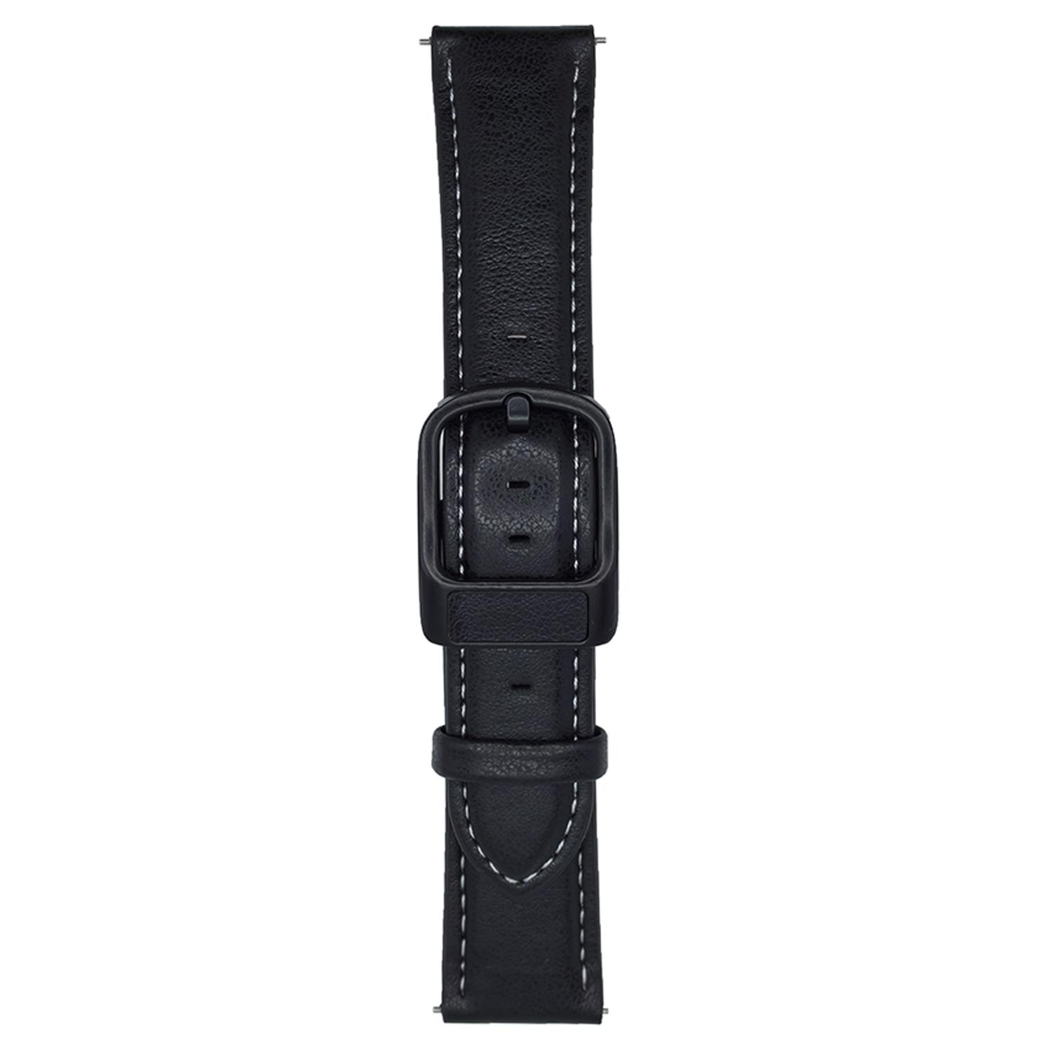 

For Samsung Galaxy Watch7 44mm/40mm Watch Band 20mm Crazy Horse Texture Waist Pack Buckle Leather Wrist Strap Black