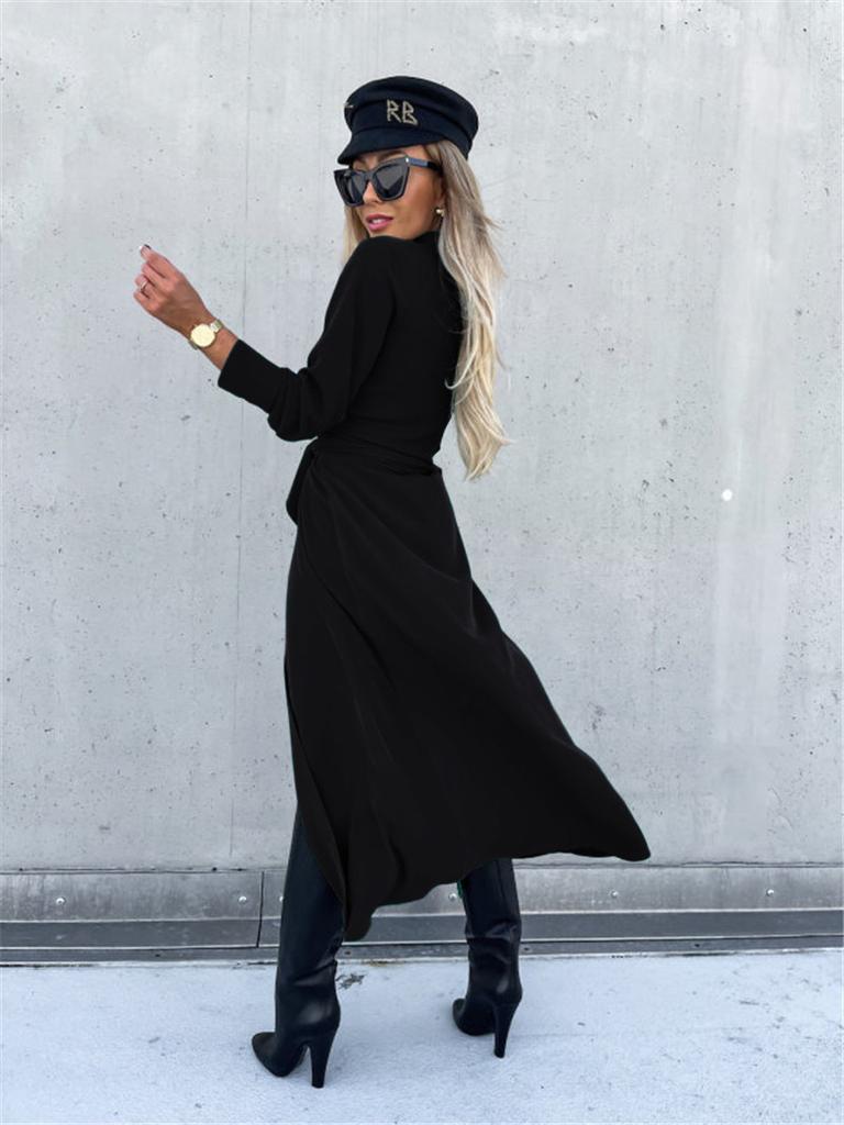 Autumn and Winter New Solid Color Cardigan Long Sleeve Street Dress