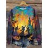 Tops for Women Halloween Print  Round Neck Long Sleeve T-shirt Fall Casual Slim Pullover Women's Long Sleeve Top