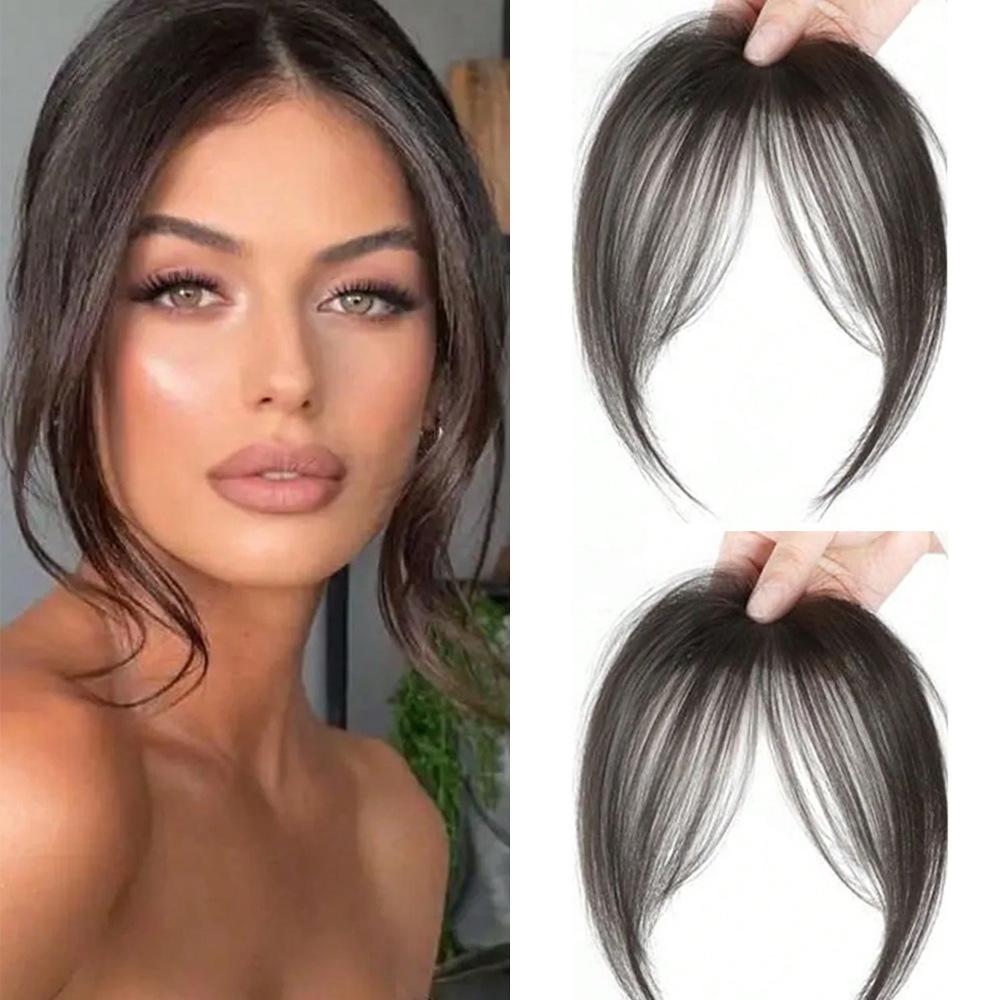 Женская воздушная косая челка, естественная стрижка лба, пушистая и легкая накладка-парик