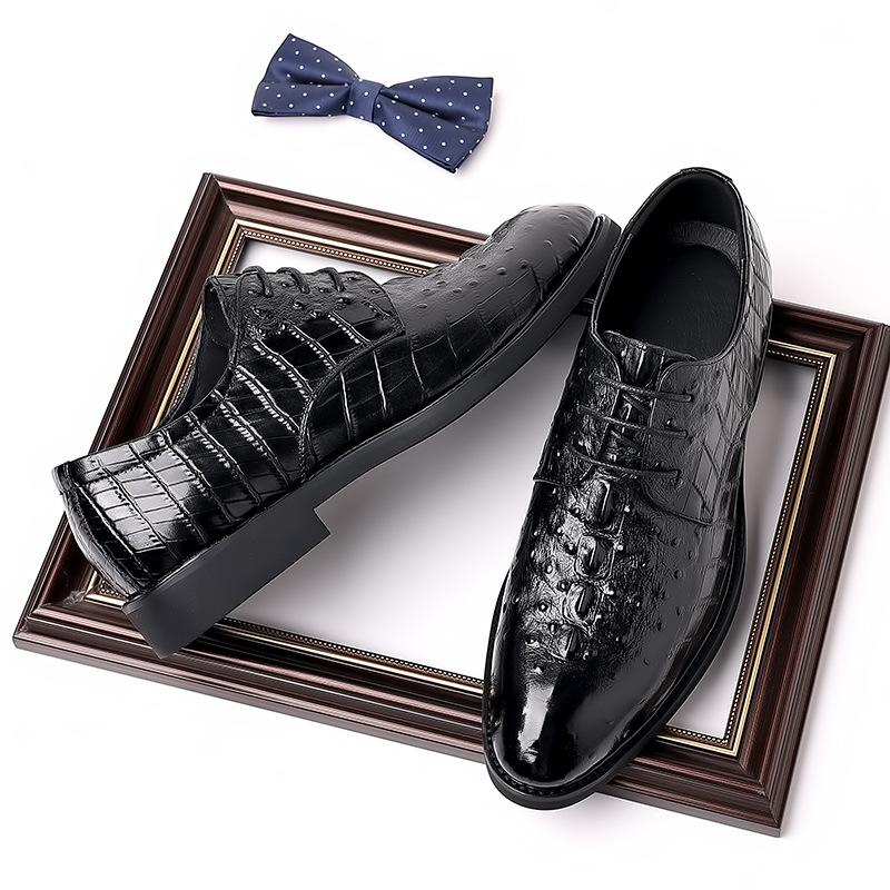 Fashion Men Leather Shoes Business Dress Suit Shoes Men Brand Bullock Genuine Leather Black Slipon Wedding Mens Shoes Zapatos De Hombre