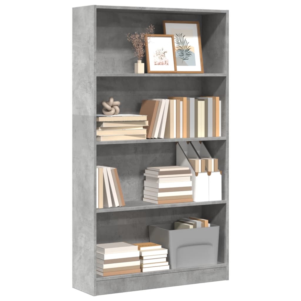 Bookshelf Concrete Grey 80x24x143 cm Engineered Wood