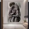 Naked Couple Lover Canvas Painting Modern Black African Man And Woman Embrace Wall Art Picture Print Room Home Decoration Poster