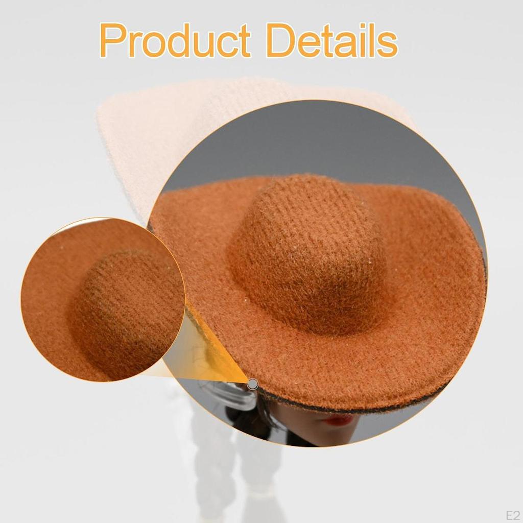 1/6 Cowboy Hat Accessory for Action Figures, Miniature Western Headgear Crafts