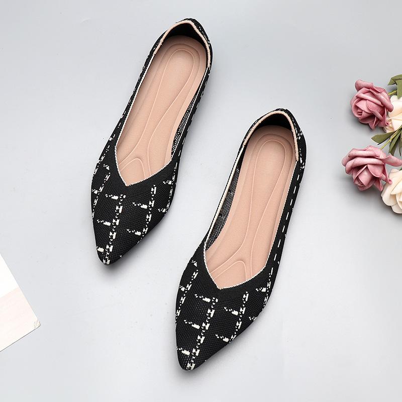 

Весенние и осенние летающие одинарные туфли Doudou 41 с плоским дном 43 большого размера женские туфли вязаные летающие нити вязание 40