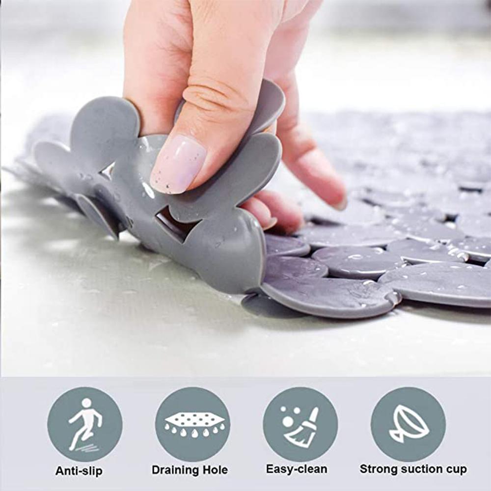 Non-Slip Pebble Bathtub Mat Machine Washable Eco PVC Bathroom Mat With Drain Holes Suction Cups Deep Foot Massage Shower Mat