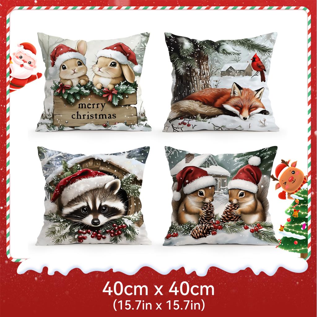 Cute Christmas Animals Pillowcase Bedroom Sofa Cushion Cover 100% Polyester Living Room Cushion Pillowcase Home Decor