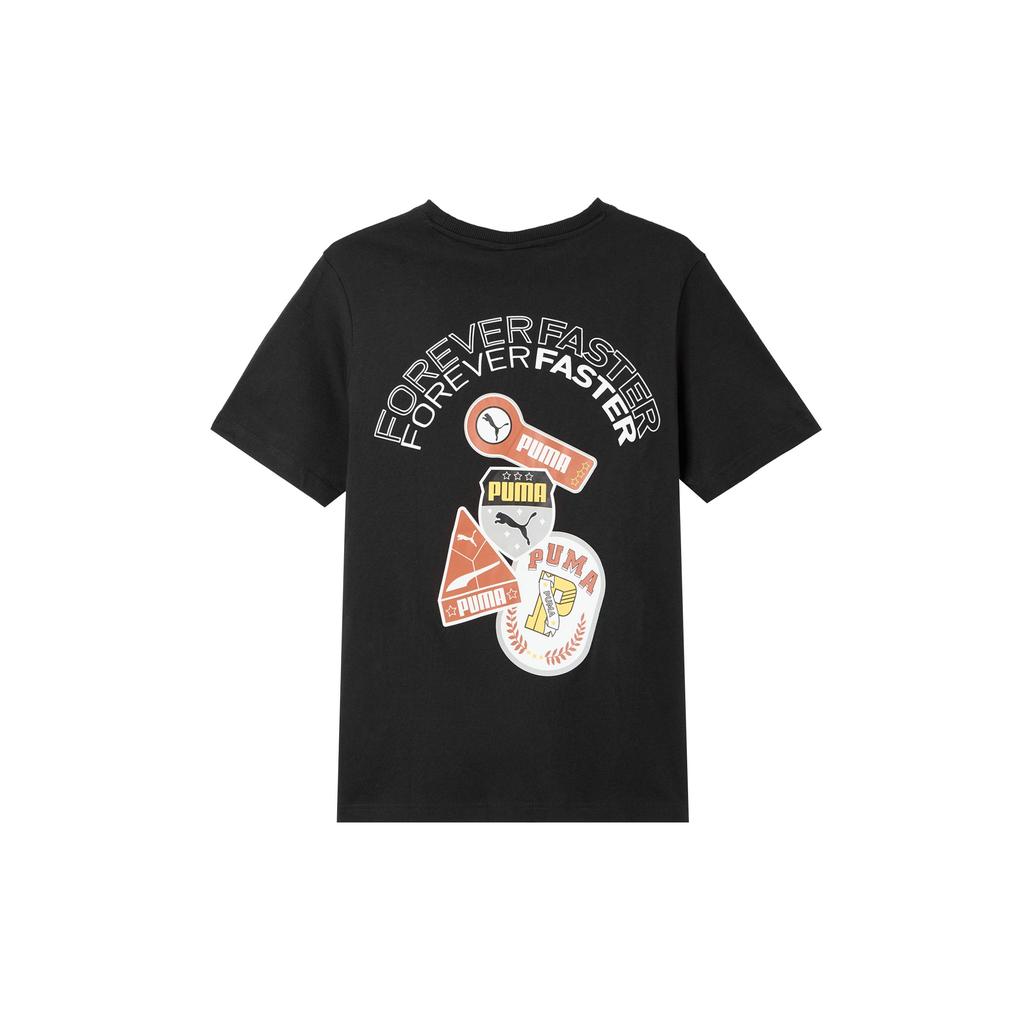 PUMA Logo Print Crew Neck Short Sleeve T-Shirt Men Tops Black 623250-01