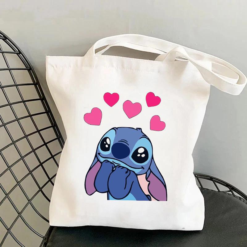Lilo & Stitch Print Canvas Shoulder Backpack and Shopping Bag