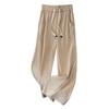 Plus Size Women's High Waist Ice Silk Straight Leg Pants - Summer Style, Loose Fit, Nine-Point Length