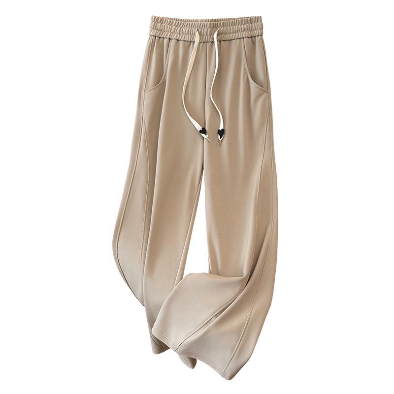 Plus Size Women's High Waist Ice Silk Straight Leg Pants - Summer Style, Loose Fit, Nine-Point Length