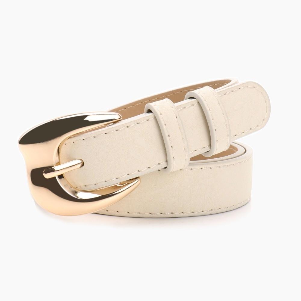 Pin Buckle Closure PU Leather Belt Minimalist Faux Leather Waistband Slim Waist Strap  For Women