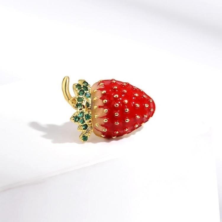 Charming Strawberry Brooch Secure Nonslip Design Fashion Jewelry For Shirts Jackets Bags Gift For Friend