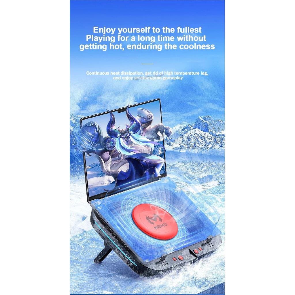 MEMO FL08 7 Angle Adjustable Notebook Powerful Fan Cooling Pad for 14-19'' Game Laptop Cooler Strong Wind Kickstand Base Bracket