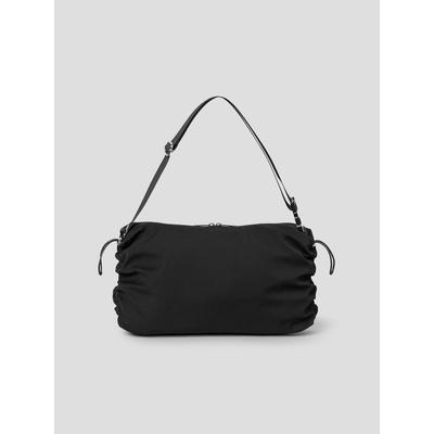 Nylon Shirred Shoulder Bag Black
