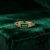 Yintai Fei Green Zircon Gold Ring - Elegant Retro Carved Light Luxury Jewelry Gift