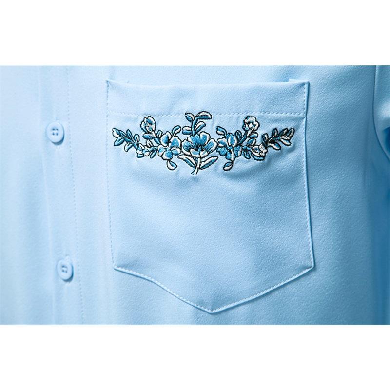 Autumn Fashion Men's Embroidered Design Long Sleeve Shirt High Quality Vintage Luxury Male Casual Social Wedding Party Business