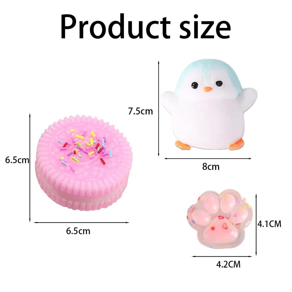 Taba Squishy Spielzeug Set, 7 Stück Fufu Quetschspielzeug Squishes Set, Fufu Regenbogen Squishy Katzenpfote, Süßer Pinguin, Mochi Squishy Kekse Quetschspielzeug Set für