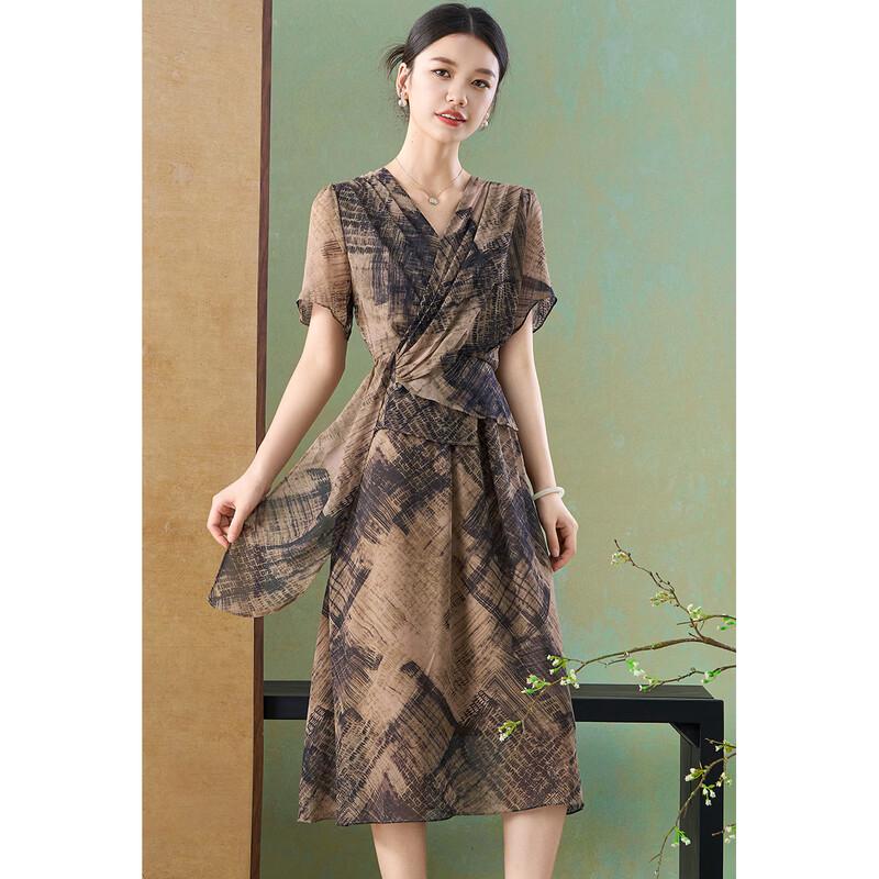 Meilani French Retro Plaid V-Neck Midi Dress M