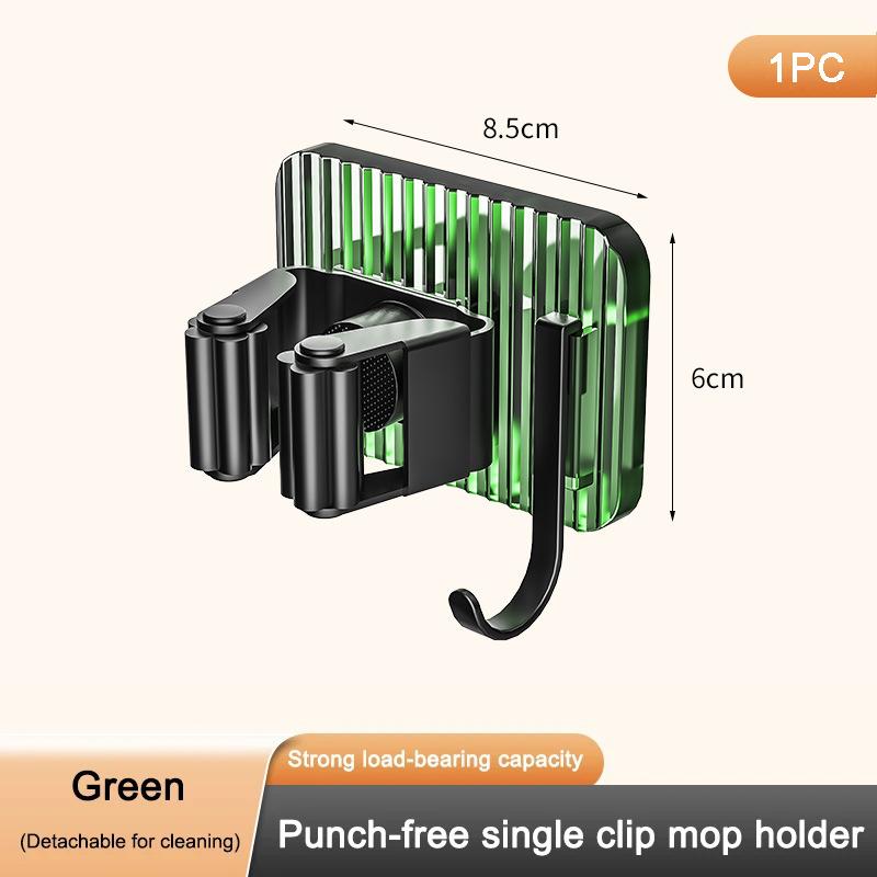 Wall Mounted Punch-free Mop Clamp Bathroom Wall Hanging Mop Rack Broom Storage Rack Multifunctional Hook Multi-use Sticky Hook